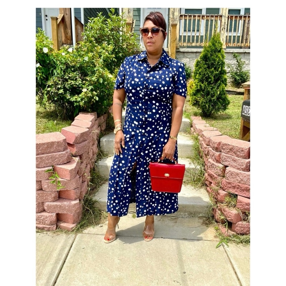 Navy Polka Dot Dress